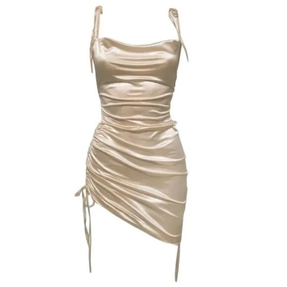 NWT LEAU Cabo Dress Champagne M